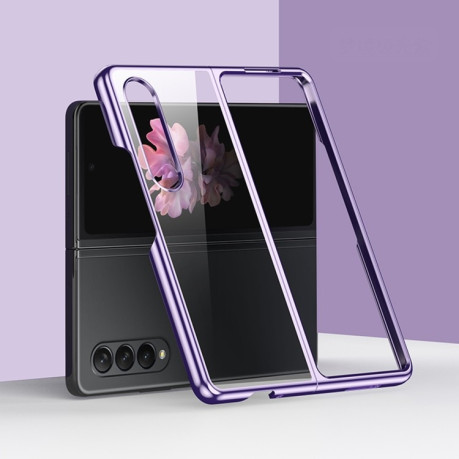 Противоударный чехол Electroplating PC для Samsung Galaxy Fold4 5G - фиолетовый