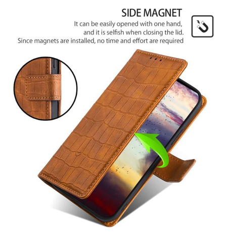 Чехол-книжка Skin Feel Crocodile Texture для OPPO A5 Pro 5G - коричневый