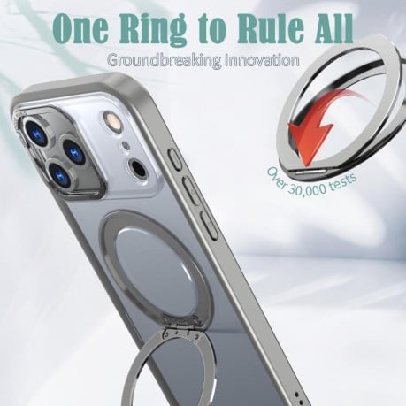 Чехол kalebol с MagSafe и подставкой 360 Metal Ring Holder на iPhone 17 Pro Max - Gray