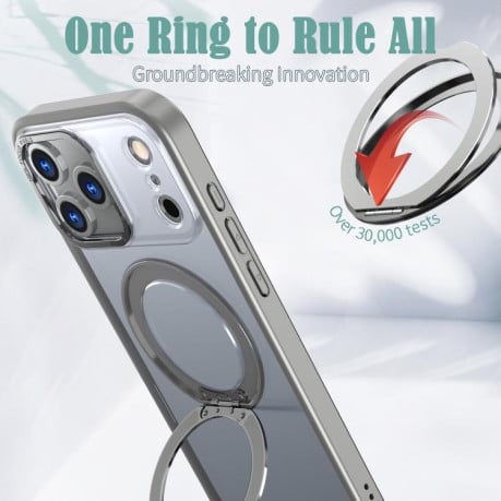 Чехол kalebol с MagSafe и подставкой 360 Metal Ring Holder на iPhone 17 Pro - Gray