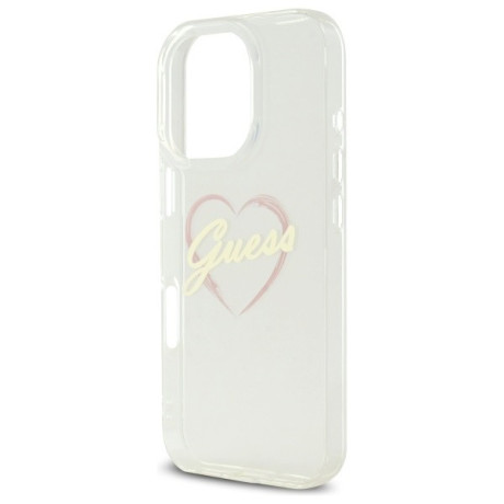 Оригинальный чехол Guess IML Heart для iPhone 16 Pro Max - Transparent