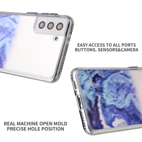 Противоударный чехол Glittery Marble Pattern для Samsung Galaxy S22 5G - голубой