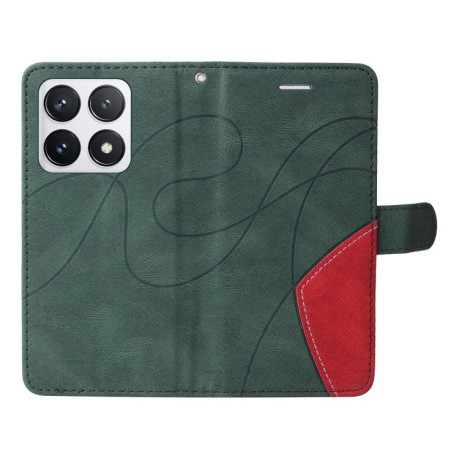 Чохол-книжка Dual-color Splicing Flip Leather для Xiaomi 14T Pro - зелений