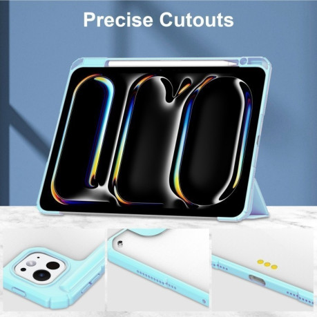 Чехол-книжка Pure Color 3-fold Clear TPU Smart Leather на iPad Pro 13 2024 - голубой