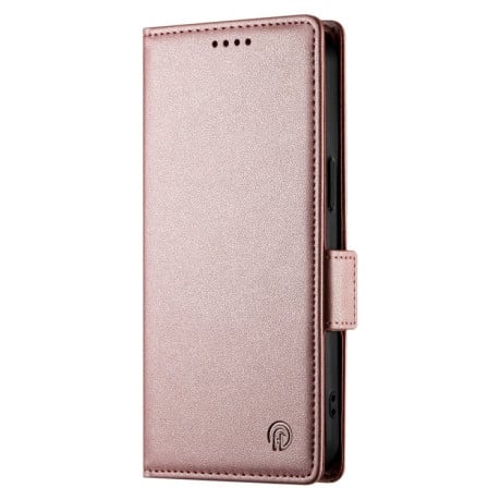 Чехол-книжка Side Buckle Magnetic Frosted Leather для Realme GT 6 Global/ Realme GT 6 4G - розовое золото