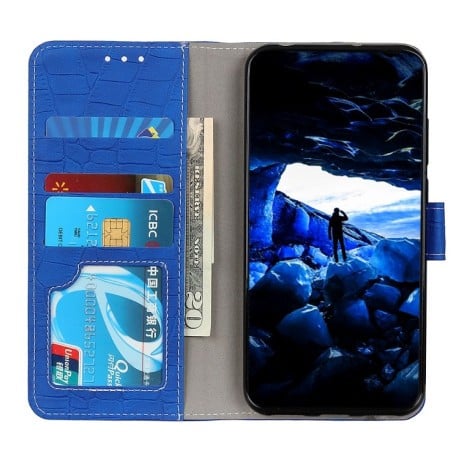 Чехол-книжка Magnetic Crocodile Texture на OPPO Reno7 5G Global/ Find X5 Lite/OnePlus Nord CE2 5G - синий