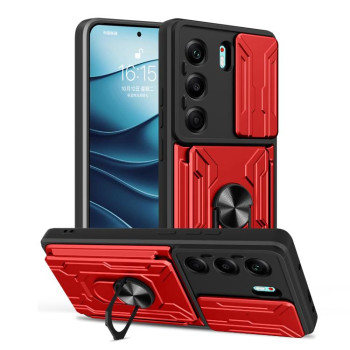 Чехол со шторкой на камеру Sliding Camshield и подставкой на Tecno Camon 40 — красный