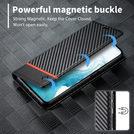 Чехол-книжка LCIMEEKE Carbon Fiber для Samsung Galaxy A55 5G - Black