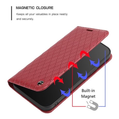 Чохол-книжка RFID Diamond Lattice для Samsung Galaxy A04s/A13 5G/M13/F13 S11 - червоний