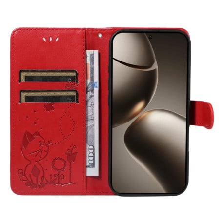 Чехол-книжка Cat Embossing Pattern на Xiaomi 15T Pro 5G EU 173mm - красный