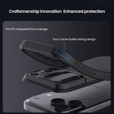 Чехол NILLKIN CamShield Pro со шторкой на камеры на iPhone 17 Pro Max - синий