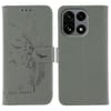 Чехол Escase с текстурой кожи и узором перьев на OnePlus 15 — серый