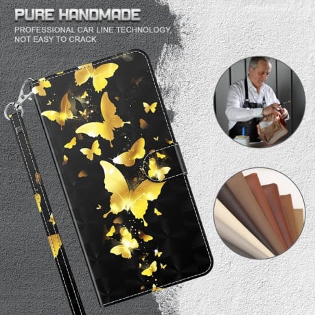 Чехол-книжка 3D Painting для Realme GT2 / GT Neo2 / GT Neo 3T - Gold Butterfly