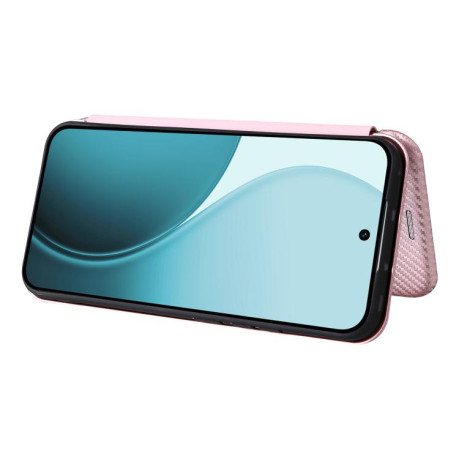 Чохол-книжка Carbon Fiber Texture на OPPO Reno14 Global / Reno14 F — рожевий