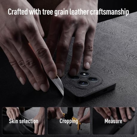 Чохол Tree Bark Leather Shockproof на Redmi Note 15 Pro 4G Global 163.2mm — чорний