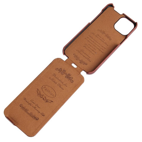 Кожаный флип-чехол Fierre Shann Retro Oil Wax Texture на iPhone 12 mini - коричневый