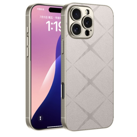 Противоударный чехол GKK Asterism Metal Paint Skin Feel Leather для iPhone 16 Pro Max - серый
