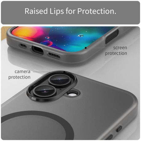Протиударний чохол MagSafe Frosted Translucent TPU+PC для iPhone 17 - чорний