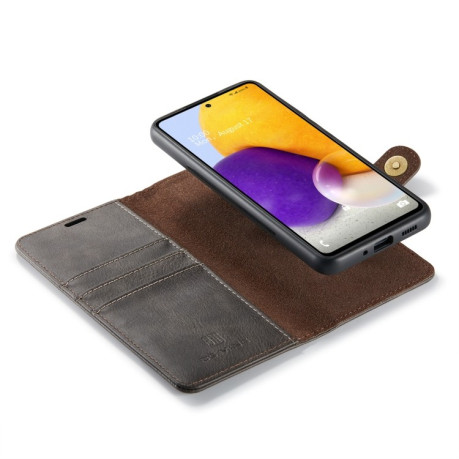 Кожаный чехол-книжка DG.MING Crazy Horse Texture на Samsung Galaxy A73 5G - серый