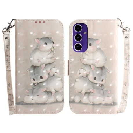 Чехол-книжка Crystal 3D Shockproof Protective Leather для Samsung Galaxy S24 FE 5G - Squirrels