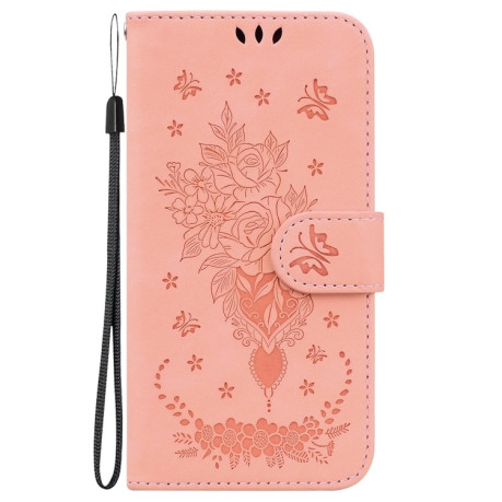 Чехол-книжка Butterfly Rose Embossed для  Realme 12 5G - розовый