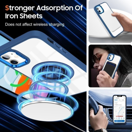 Ударозащитный чехол Magnetic Rotating Ring Holder на iPhone 16 Plus - синий