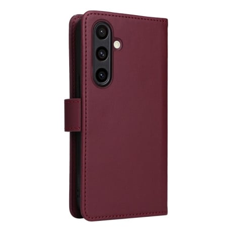 Чохол-книжка BETOPNICE BN-005 2 in 1 Detachable Imitate Genuine Leather для Samsung Galaxy S24 FE 5G - винно-червоний