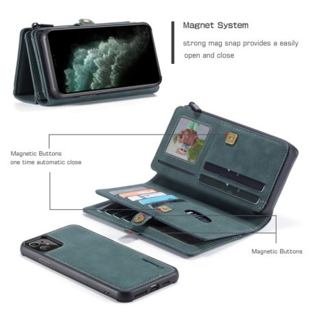 Кожаный чехол-кошелек CaseMe 018 на iPhone 11 - синий