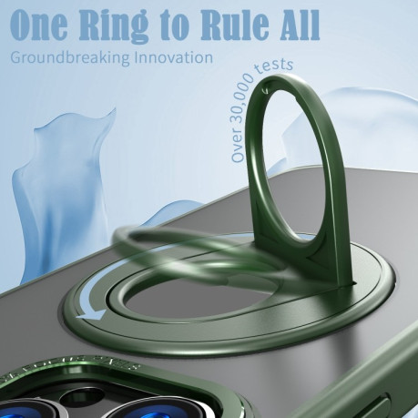 Ударозахисний чохол Metal Ring Holder 360 Degree Rotating на iPhone 15 - зелений