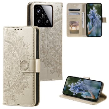 Чехол-книжка Totem Flower для Xiaomi 15 - золотой