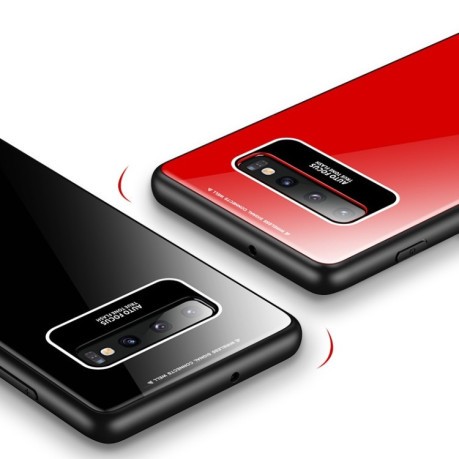 Акриловый чехол Lycra Series Eye Protection на Samsung Galaxy S10+ Plus-красный