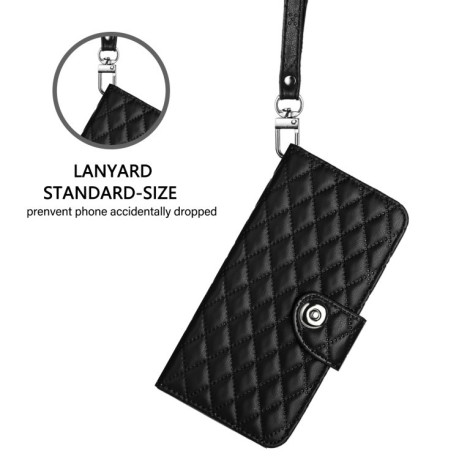 Чохол-книжка Rhombic Texture Flip Leather для iPhone 16e - чорний