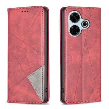 Чехол-книжка Rhombus Texture для Xiaomi Poco M6 4G / Redmi 13 4G - красный