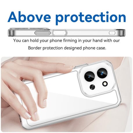 Противоударный чехол Colorful Acrylic Series с цветной силиконовой боковиной на Xiaomi Redmi 15C 5G / 4G EU 173mm - прозрачный