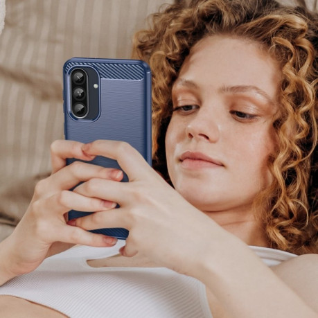 Протиударний чохол Brushed Texture Carbon Fiber  для Samsung Galaxy A36 5G - синій