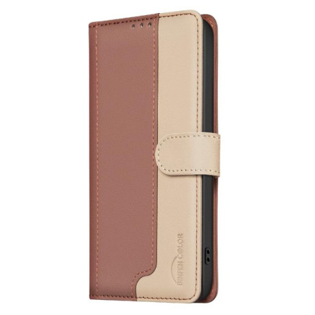 Чехол-книжка Color Matching RFID Anti-theft Leather для Xiaomi Poco X7 Pro - коричневый