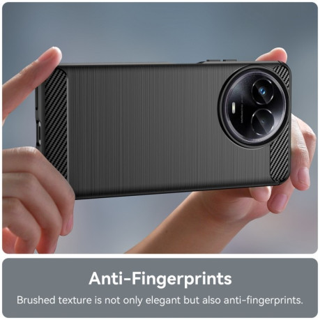 Протиударний чохол Brushed Texture Carbon Fiber на Realme 11 5G - чорний