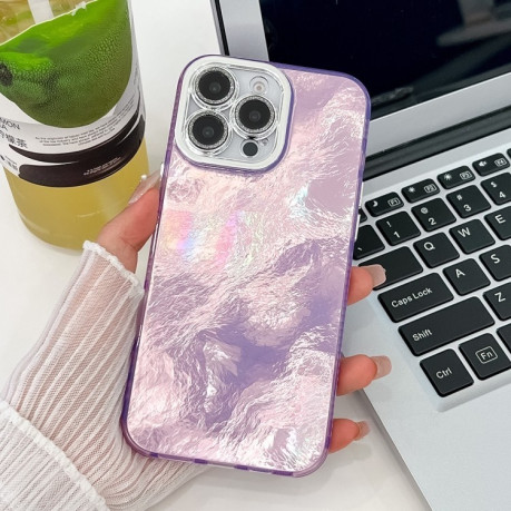 Протиударний чохол Plating Glitter Texture TPU with Lens Film для iPhone 16 Pro - Purple Tinfoil Texture