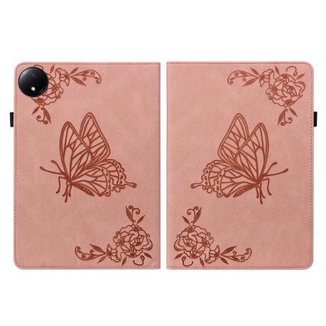 Чохол-книжка Butterfly Flower Embossed Leather на Xiaomi Redmi Pad SE 8.7 - рожеве золото