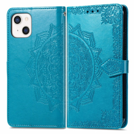 Чохол-книжка Mandala Embossing Pattern на iPhone 13 mini - синій