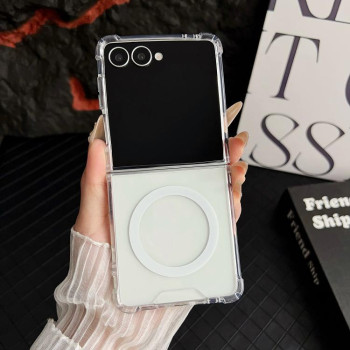 Прозрачный чехол с MagSafe усиленными углами гибрид PC+TPU на Samsung Galaxy Flip 7 5G