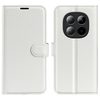 Чехол-книжка с фактурой Litchi и магнитным хлястиком на Xiaomi Redmi Note 15 4G / 5G /Poco M8 — белый