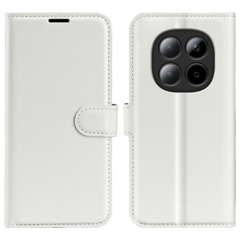 Чехол-книжка с фактурой Litchi и магнитным хлястиком на Xiaomi Redmi Note 15 4G / 5G /Poco M8164mm — белый