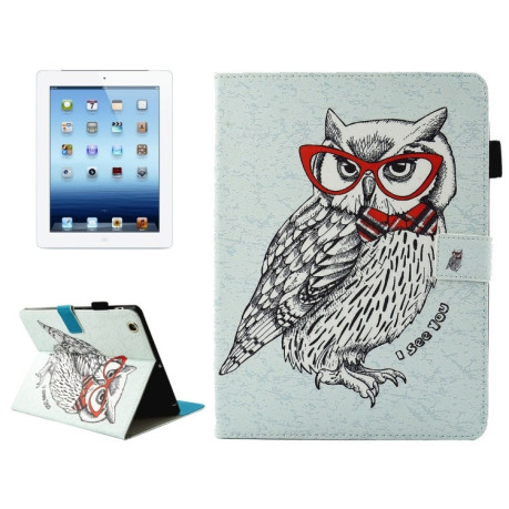 Чехол-книжка Glasses Owl Pattern на  iPad 4 / 3 / 2