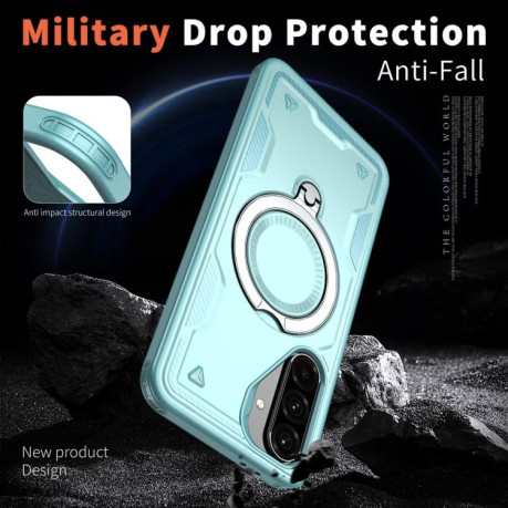 Противоударный чехол MagSafe Holder Armor PC Hybrid для Samsung Galaxy A56 5G - голубой