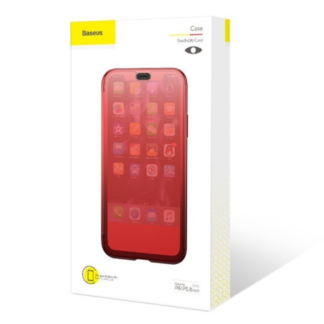 Чохол-книжка Baseus Visible and Touchable Tempered Glass Case на iPhone XS Max-прозоро-червоний