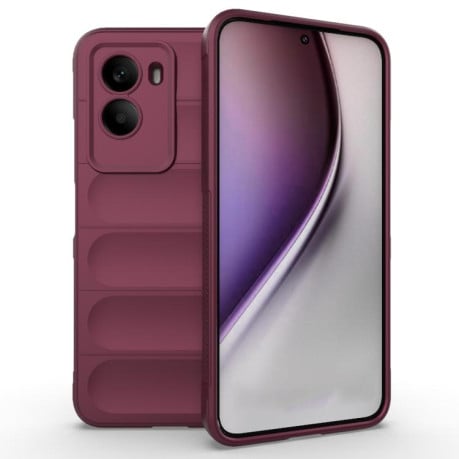 Силиконовый чехол Magic Flannel на Xiaomi Poco M7 4G 169mm - винно-красный