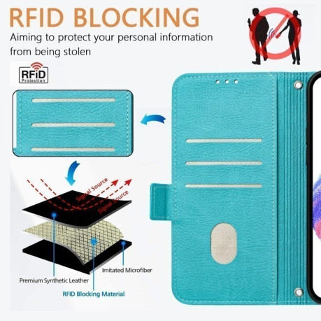 Чохол-книжка Embossed Rose RFID Anti-theft Leather для Xiaomi 14T Pro - блакитний