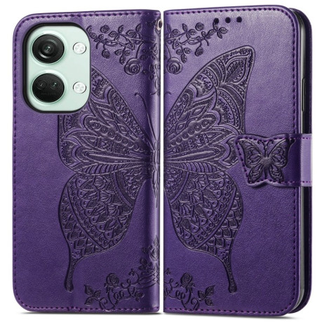 Чехол-книжка Butterfly Love Flower Embossed для OnePlus Nord 3 - фиолетовый