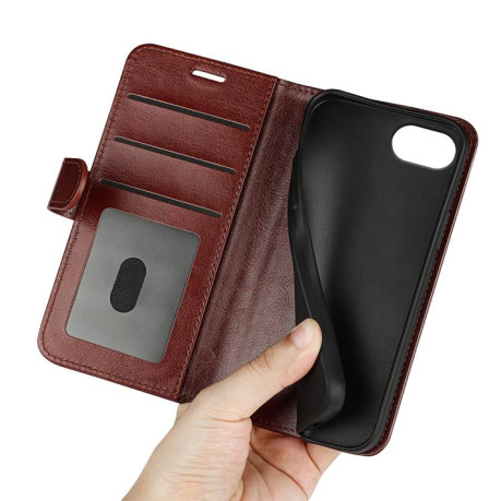 Чехол-книжка R64 Texture Horizontal Flip Leather для iPhone 16e - коричневый